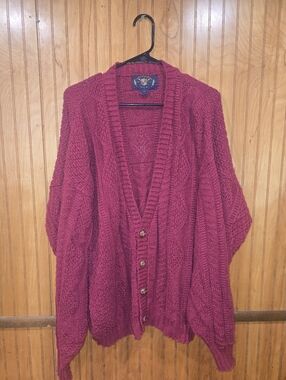 Vintage Oversized Chunky Knit Cardigan Sweater Size XL